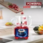 Homtone Food Processor 16 Cup, Vegetable Chopper Electric, Food Processors for Shredding, Slicing, Doughing and Chopping, 6 Blades 8 Functions for Home Use, 2 Speed, 600W, Red - Image 5