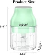 Electric Garlic Chopper, Tulevik 250ML Mini Portable Veggie Chopper, USB Rechargeable Garlic Grinder With Spoons and Brushes, Wireless Small Food Processor for Ginger, Chili, Meat, etc (Green) - Image 9