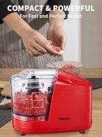 1.5-Cup One-Touch Electric Food Chopper, 100W Mini Food Processor Meat Grinder, Mix, Chop, Mince and Blend Vegetables, Fruits, Nuts, Meats, Stainless Steel Blade (Red) - Image 8