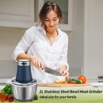 Electric Food Processor & Vegetable Chopper, 8-Cup Blender Grinder for Meat, Vegetables, Onion, Garlic, with 8Cup/10Cup Stainless Steel Bowl and 4 Sharp Blades - Image 9
