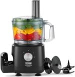 VEVOR Food Processor, 9 Cup Small Vegetable Chopper, 600 Watts 2 Speed Electric Meat Processors, 10Pcs Blade & Disc, Built-in Storage Drawer, Large Feed Chute & Pusher, Slice, Shred, Puree, dough - Image 2