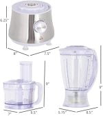 HOMCOM 2 in 1 Blender, Food Processor Combo for Chopping, Slicing, Shredding, Mincing, Pureeing for Vegetable, Meat and Nuts, 500W 5-Cup Bowl, 1.5L Blender Jug, 3 Blades - Image 6