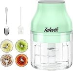 Electric Garlic Chopper, Tulevik 250ML Mini Portable Veggie Chopper, USB Rechargeable Garlic Grinder With Spoons and Brushes, Wireless Small Food Processor for Ginger, Chili, Meat, etc (Green) - Image 2
