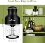 Wancle Food Processors, Multi-Functional Food Chopper, Meat Grinder & Veggie Chopper, Quiet, 600ML Glass Bowl Baby Food Maker, One-Touch Operation, 350W, Three-layer Blade(Black) - Image 8