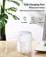 AYOTEE Cordless Electric Small Food Choppers, Mini Food Processor for Garlic Veggie Vegetables Fruit, Salad Mincing & Puree,Kitchen, 1 Cup 250ML, BPA free, White - Image 4