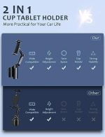 Cup Holder Tablet Mount for iPad: Car Cup Holder Tablet Stand with Adjustable Arm for Truck Compatible with iPad Pro Air Mini | Galaxy Tab | Kindle Fire HD or Other 4.7-12.9" Devices - Image 4