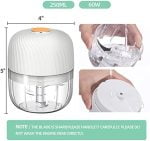 Electric Garlic Chopper, Mini Portable Veggie Chopper, 250ML Garlic Grinder Masher Onion Chopper, Blender to Vegetable, Wireless Food Processor for Ginger, Chili, Fruit, Meat, etc - Image 6
