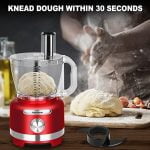 Homtone Food Processor 16 Cup, Vegetable Chopper Electric, Food Processors for Shredding, Slicing, Doughing and Chopping, 6 Blades 8 Functions for Home Use, 2 Speed, 600W, Red - Image 6