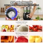 VEVOR Food Processor, 9 Cup Small Vegetable Chopper, 600 Watts 2 Speed Electric Meat Processors, 10Pcs Blade & Disc, Built-in Storage Drawer, Large Feed Chute & Pusher, Slice, Shred, Puree, dough - Image 3