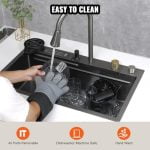 VEVOR Food Processor, 9 Cup Small Vegetable Chopper, 600 Watts 2 Speed Electric Meat Processors, 10Pcs Blade & Disc, Built-in Storage Drawer, Large Feed Chute & Pusher, Slice, Shred, Puree, dough - Image 7