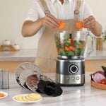 VEVOR Food Processor, 14 Cup Electric Vegetable Chopper with 3 Auto-iQ Presets, 650W Multi-Speed Adjustment, 3 In 1 Feed Chute & Pusher, Chop, Mix, Slicing, Puree, Kneading Dough, 7 Pcs Blade & Discs - Image 9