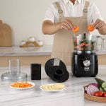 VEVOR Food Processor, 9 Cup Small Vegetable Chopper, 600 Watts 2 Speed Electric Meat Processors, 10Pcs Blade & Disc, Built-in Storage Drawer, Large Feed Chute & Pusher, Slice, Shred, Puree, dough - Image 9