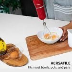 OVENTE Immersion Electric Hand Blender 300 Watt Power 2 Mix Speed with Stainless Steel Blades, Handheld Stick Mixer Set with Egg Whisk Attachment Mixing Beaker and BPA-Free Food Chopper, Red HS565R - Image 6