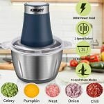 Electric Food Processor & Vegetable Chopper, 8-Cup Blender Grinder for Meat, Vegetables, Onion, Garlic, with 8Cup/10Cup Stainless Steel Bowl and 4 Sharp Blades - Image 3