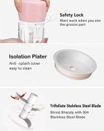 AYOTEE Cordless Electric Small Food Processor, Mini Food Chopper For Garlic Veggie Vegetables Fruit, Salad Mincing & Puree, Kitchen, 1 Cup 250ML, BPA free, Pink - Image 5