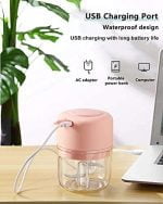 AYOTEE Cordless Electric Small Food Processor, Mini Food Chopper For Garlic Veggie Vegetables Fruit, Salad Mincing & Puree, Kitchen, 1 Cup 250ML, BPA free, Pink - Image 4