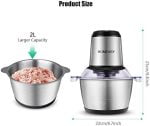 Meat Grinder Electric, Food Processor 2L Stainless Steel Meat Blender Food Chopper for Meat, Vegetables, Fruits and Nuts with 4 Sharp Blades, 350W, 8 Cups, 110V - Image 7