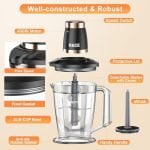 Powerful Electric Food Processor, Blender for Shakes and Smoothies, 8 Cup Meat Grinder & Veggie Chopper, 6 Bi-Level Blades for Baby Food, Meats, Salad, Grains and Nuts, 3 Speeds, 400W - Image 6