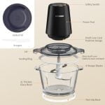Food Processor Meat Grinder Electric 500W Vegetable Chopper with 8 Cup Glass Bowl & 4 Large Sharp Blades 2 Speed for Garlic Onion Nut Kitchen - Image 6