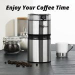 Electric Coffee Bean Grinder - One Press Button Control, 50g Coffee Bean Capacity, Stainless Steel Blade, Stainless Steel Housing, Anti-Slip Feet, Cord Storage Design, Black & Inox Grinder - Image 10
