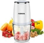 Mini Food Processor with 2.5 Cup Glass Bowl, Acekool Small Electric Food Chopper for Vegetables Meat Fruits Nuts Puree - 300W 2 Speed Kitchen Food Processor With Sharp Blades - Image 2