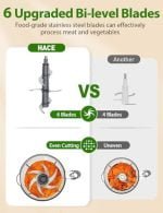 Powerful Electric Food Processor, Blender for Shakes and Smoothies, 8 Cup Meat Grinder & Veggie Chopper, 6 Bi-Level Blades for Baby Food, Meats, Salad, Grains and Nuts, 3 Speeds, 400W - Image 8