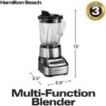 Hamilton Beach Wave Crusher Blender For Shakes and Smoothies With 40 Oz Glass Jar and 14 Functions, Ice Sabre Blades & 700 Watts for Consistently Smooth Results, Black + Stainless Steel (54221) - Image 9
