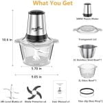 Food Processor, Electric Meat Grinder with Two 8 Cups Bowls, Food Chopper with 1 Bi-Level Blades, 2 Speed Onion Chopper for Meats, Garlic, Baby Food - Image 9