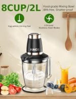 Powerful Electric Food Processor, Blender for Shakes and Smoothies, 8 Cup Meat Grinder & Veggie Chopper, 6 Bi-Level Blades for Baby Food, Meats, Salad, Grains and Nuts, 3 Speeds, 400W - Image 10