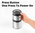 Electric Coffee Bean Grinder - One Press Button Control, 50g Coffee Bean Capacity, Stainless Steel Blade, Stainless Steel Housing, Anti-Slip Feet, Cord Storage Design, Black & Inox Grinder - Image 5