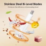 Food Processors,VASTELLE Electric Food Chopper with Bi-Level Blades, Meat Grinder and Vegetable Chopper for Baby Food, Meat, Onion, Nuts, 8 Cup BPA-free Glass Bowl, 2 Speed, White - Image 5