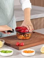 Manual Food Processor Vegetable Chopper, Geedel Pull Cutter with String for Veggies, Fruits, Salad, Onion, Ginger, Nuts, Herbs, etc, 2 Cup(500ml), Red - Image 8