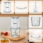 Mini Food Processor with 2.5 Cup Glass Bowl, Acekool Small Electric Food Chopper for Vegetables Meat Fruits Nuts Puree - 300W 2 Speed Kitchen Food Processor With Sharp Blades - Image 7