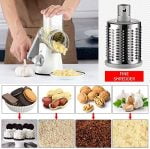 Rotary Cheese Grater Cheese Shredder - Round Mandoline Slicer Vegetable Slicer Walnuts Grinder with Strong-Hold Suction Cup Base and Cleaning Brush - Image 5