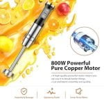 Immersion Stick Hand Blender - Variable Speeds & Turbo Function, 800W Powerful Motor, For Shakes & Smoothies, Baby Food & Soup, Whisk, 800ml Beaker, 500ml Chopper Bowl, For Home Use - Image 5