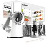 Rotary Cheese Grater Cheese Shredder - Round Mandoline Slicer Vegetable Slicer Walnuts Grinder with Strong-Hold Suction Cup Base and Cleaning Brush - Image 2