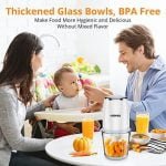 Mini Food Processor with 2.5 Cup Glass Bowl, Acekool Small Electric Food Chopper for Vegetables Meat Fruits Nuts Puree - 300W 2 Speed Kitchen Food Processor With Sharp Blades - Image 3