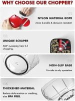 Manual Food Processor Vegetable Chopper, Geedel Pull Cutter with String for Veggies, Fruits, Salad, Onion, Ginger, Nuts, Herbs, etc, 2 Cup(500ml), Red - Image 6