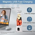 Portable Blender, 300W Personal Blender for Shakes and Smoothies High Speed Ice Blender for Kitchen 6000mAh Cordless Travel Mini Blender Bravo 20oz Cup to go (White, Basic Version) - Image 6