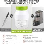 Electric Garlic Chopper 270ML Mini Portable Vegetable Chopper, Wireless Food Processor Garlic Mincer for Onion Ginger Chili Fruit Meat - Image 5