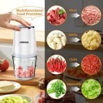 Mini Food Processor with 2.5 Cup Glass Bowl, Acekool Small Electric Food Chopper for Vegetables Meat Fruits Nuts Puree - 300W 2 Speed Kitchen Food Processor With Sharp Blades - Image 8