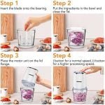 Mini Food Processor with 2.5 Cup Glass Bowl, Acekool Small Electric Food Chopper for Vegetables Meat Fruits Nuts Puree - 300W 2 Speed Kitchen Food Processor With Sharp Blades - Image 6